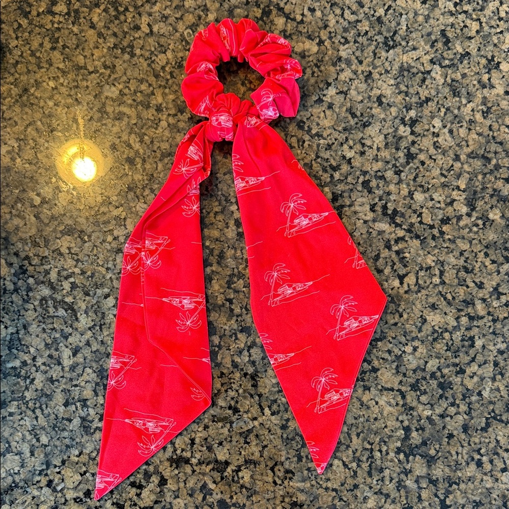 Red Printed Scarf Scrunchie Hair Tie